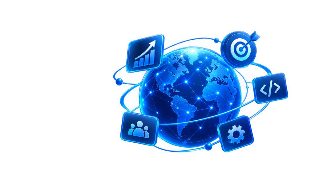neon blue global network globe